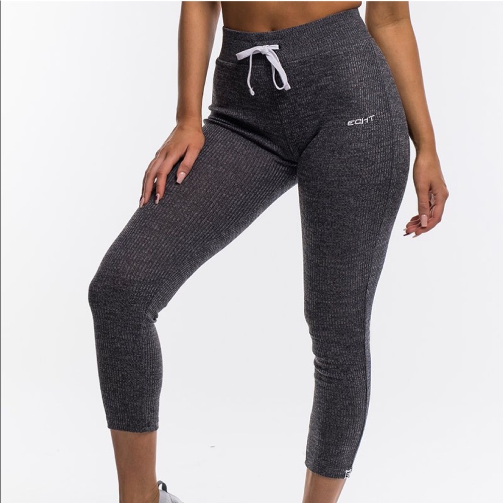 Echt Black Knit High Waisted Comfort Joggers